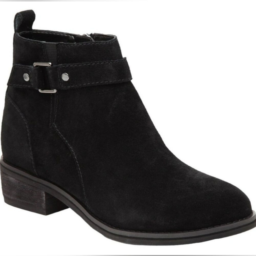 Blondo "Luca" Waterproof Black Suede Ankle Booties Side Zip | Women's Size 10